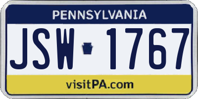PA license plate JSW1767