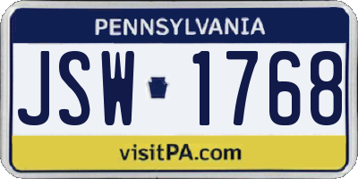 PA license plate JSW1768