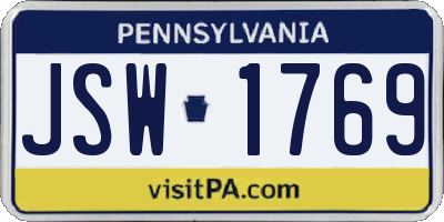 PA license plate JSW1769