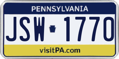 PA license plate JSW1770
