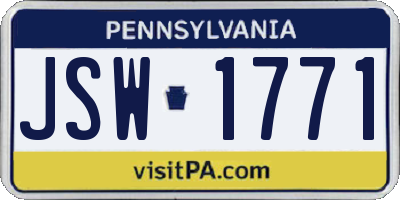 PA license plate JSW1771