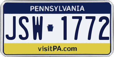 PA license plate JSW1772