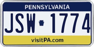 PA license plate JSW1774