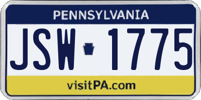 PA license plate JSW1775