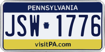 PA license plate JSW1776