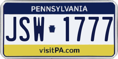 PA license plate JSW1777