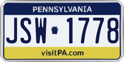 PA license plate JSW1778