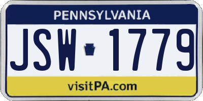 PA license plate JSW1779