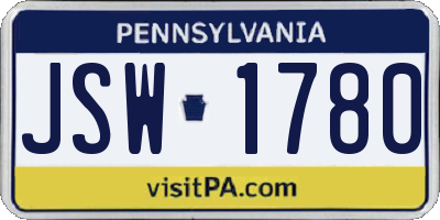 PA license plate JSW1780