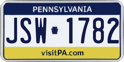 PA license plate JSW1782