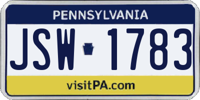 PA license plate JSW1783