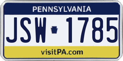 PA license plate JSW1785
