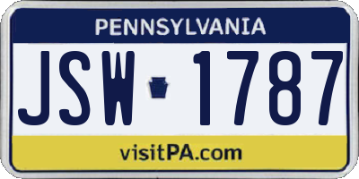 PA license plate JSW1787