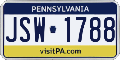 PA license plate JSW1788