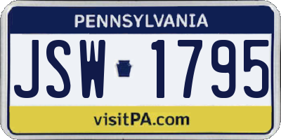 PA license plate JSW1795