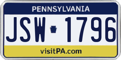 PA license plate JSW1796