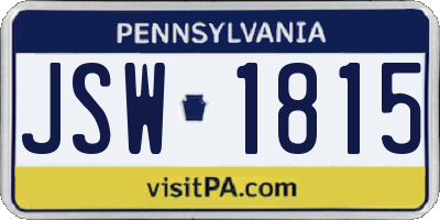 PA license plate JSW1815