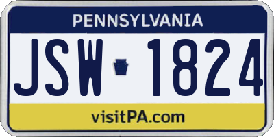 PA license plate JSW1824