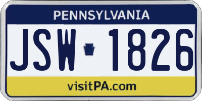 PA license plate JSW1826