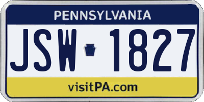 PA license plate JSW1827