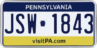 PA license plate JSW1843