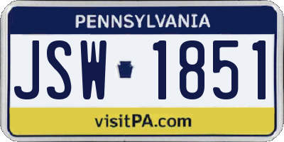 PA license plate JSW1851
