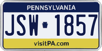 PA license plate JSW1857