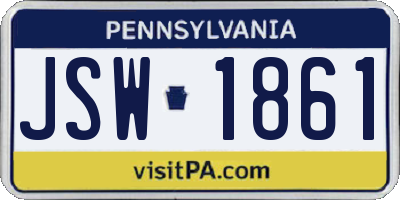 PA license plate JSW1861