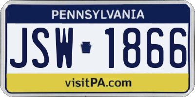 PA license plate JSW1866