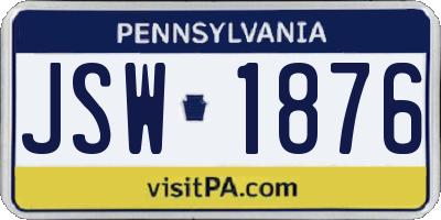 PA license plate JSW1876