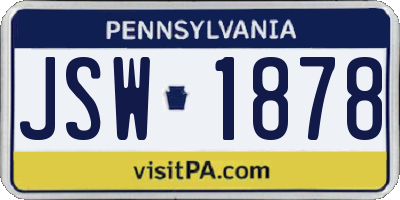 PA license plate JSW1878