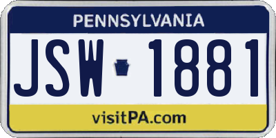 PA license plate JSW1881
