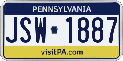 PA license plate JSW1887