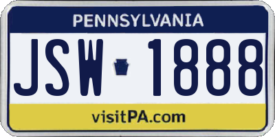 PA license plate JSW1888