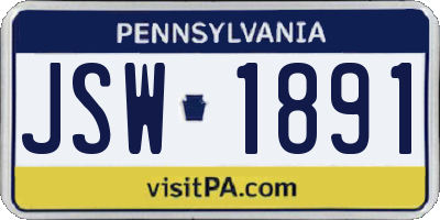 PA license plate JSW1891