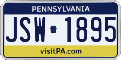 PA license plate JSW1895
