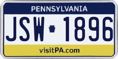 PA license plate JSW1896
