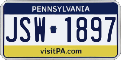 PA license plate JSW1897