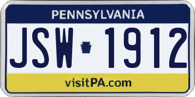 PA license plate JSW1912
