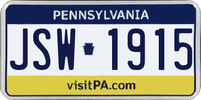 PA license plate JSW1915