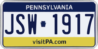 PA license plate JSW1917