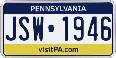 PA license plate JSW1946