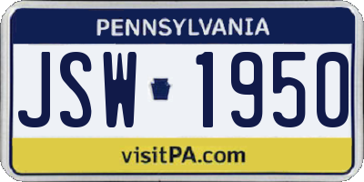 PA license plate JSW1950