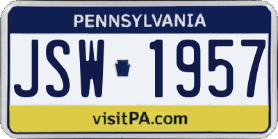 PA license plate JSW1957