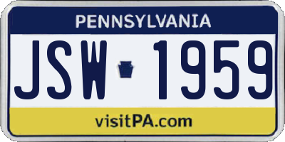 PA license plate JSW1959