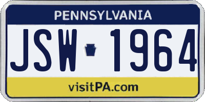 PA license plate JSW1964