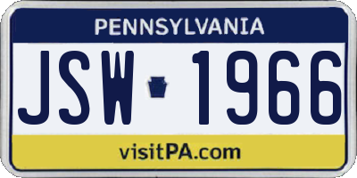 PA license plate JSW1966