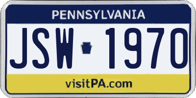 PA license plate JSW1970