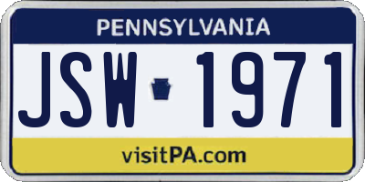 PA license plate JSW1971