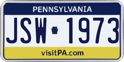PA license plate JSW1973
